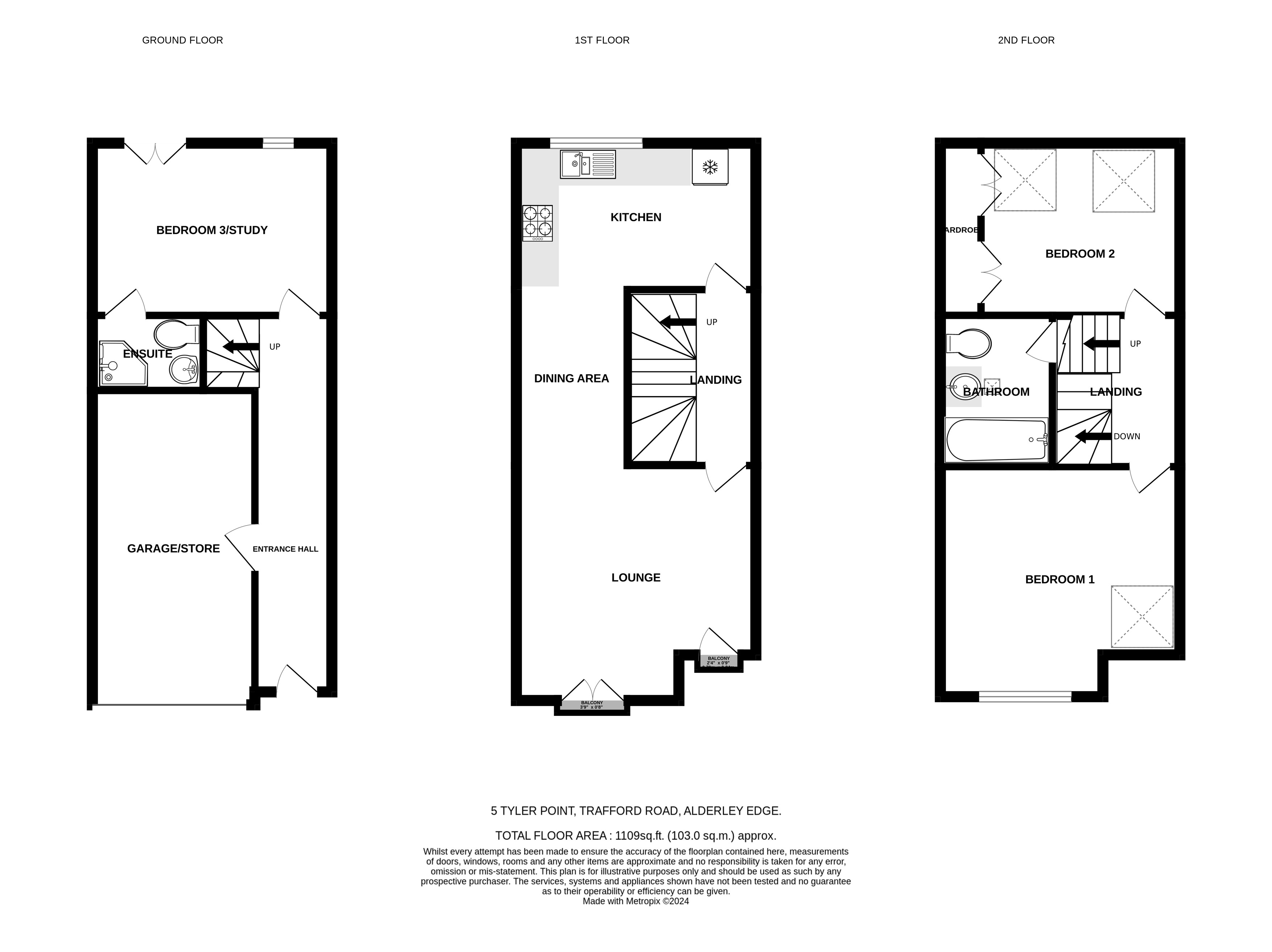 Floorplans For Trafford Road, Alderley Edge, Cheshire