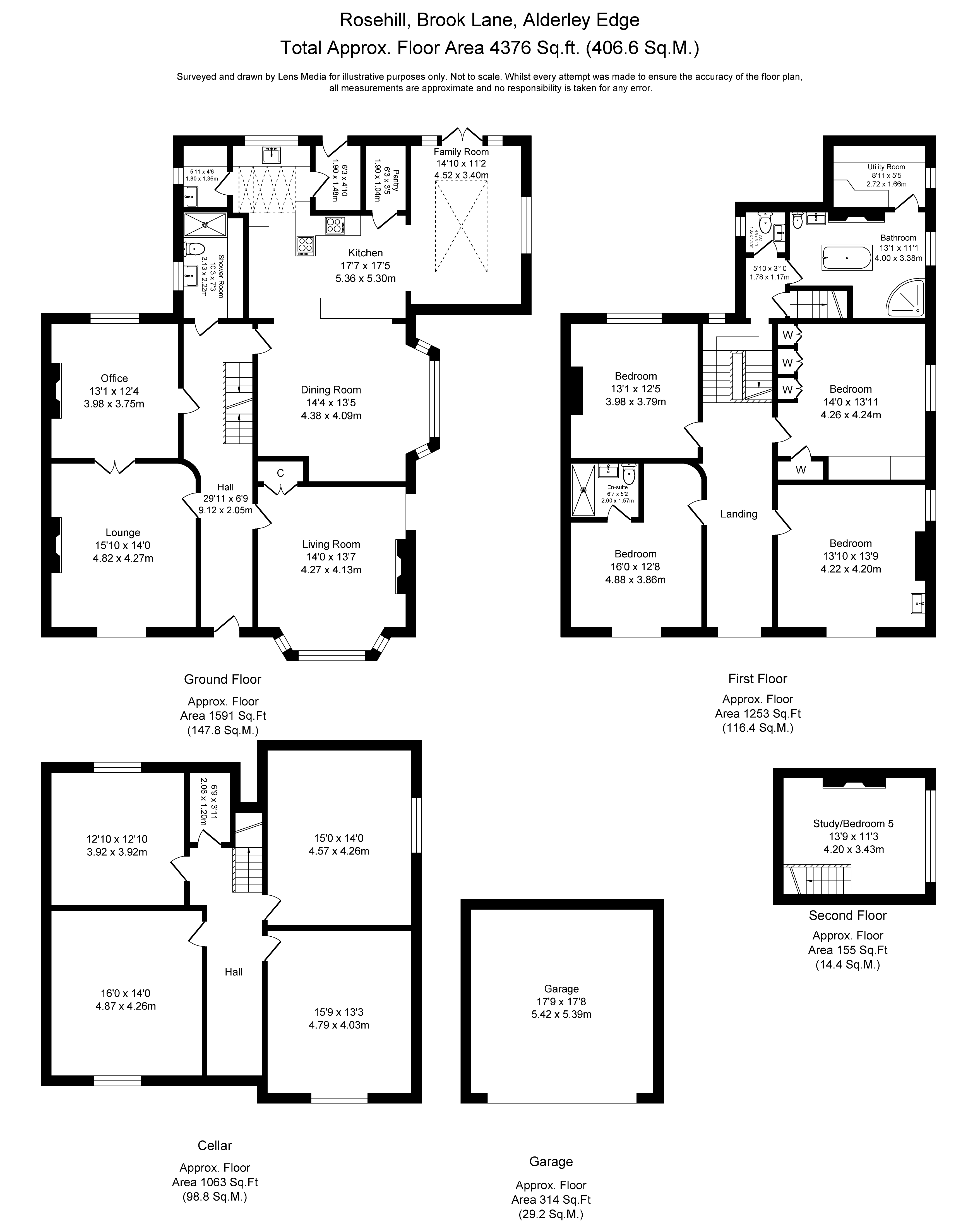 Floorplans For Brook Lane, Alderley Edge, Cheshire