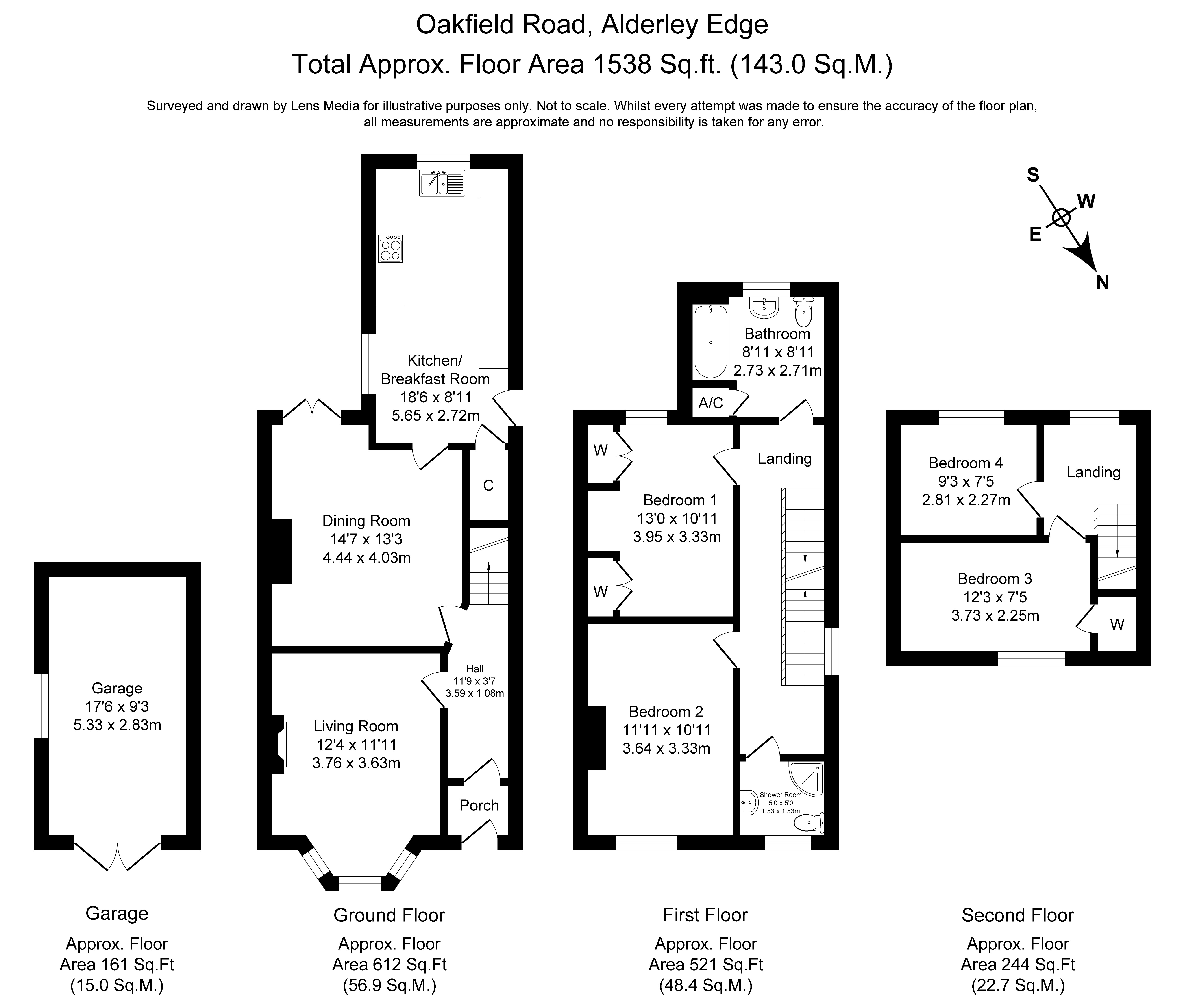 Floorplans For Oakfield Road, Alderley Edge, Cheshire